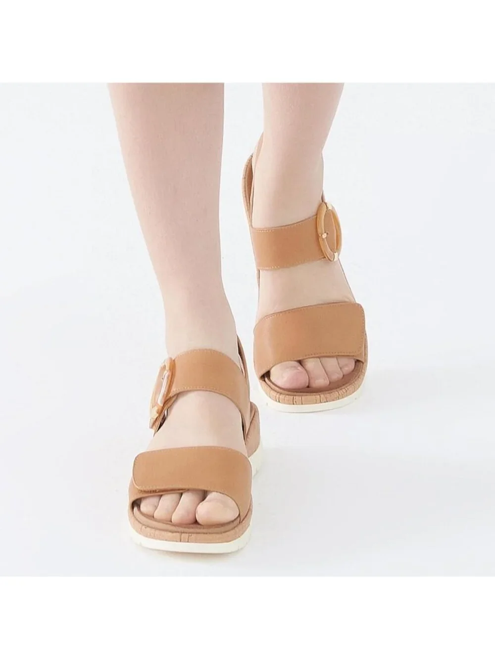 Women's Cognac Summer Open Toe Adjustable Ankle Straps Comfortable Sandals